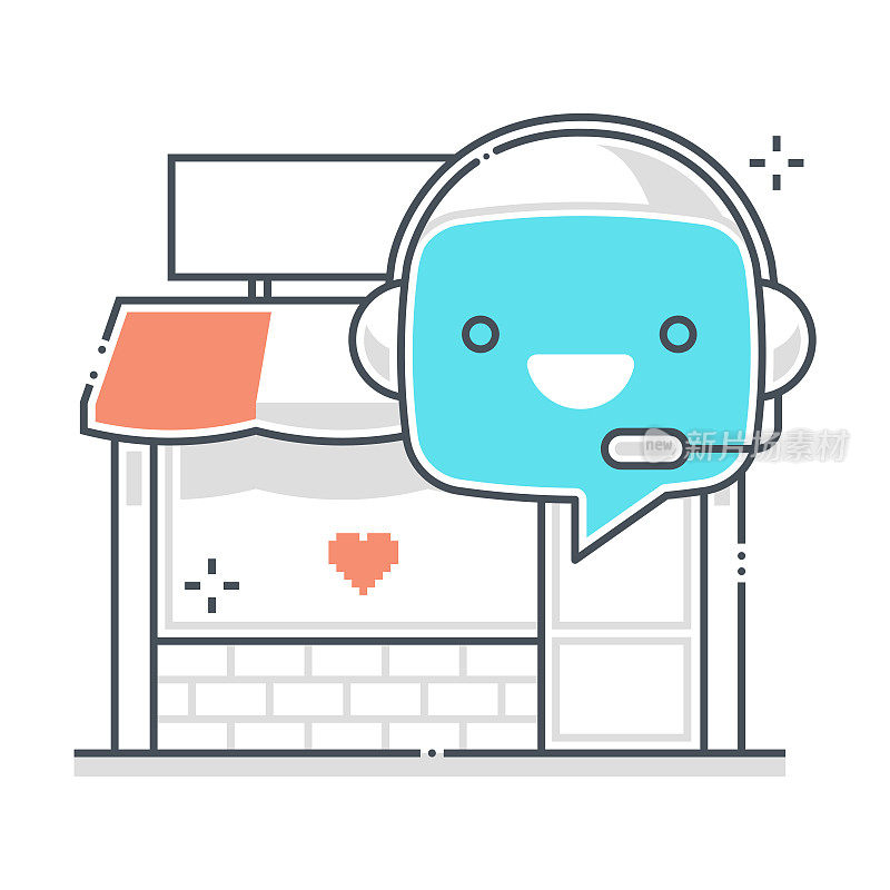 Chat bot related, color line, vector icon, illustration set.